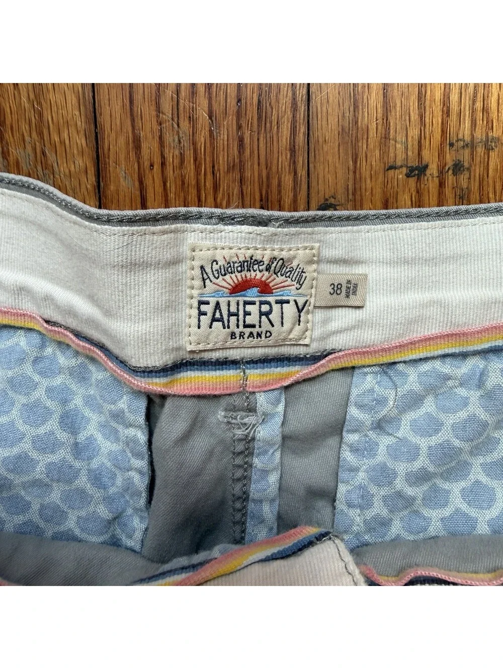 Faherty All Day Shorts Mens 38 Light Gray Hybrid Stretch Chino Flat Front